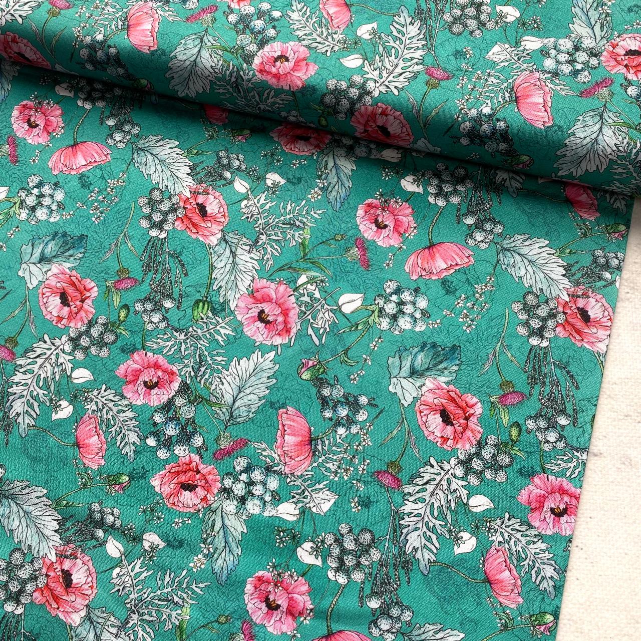 картинка Ткань для пэчворка Дыхание лета 100% хлопок, ДЛ-17 зеленый от магазина МиТекс на Пушкина 97