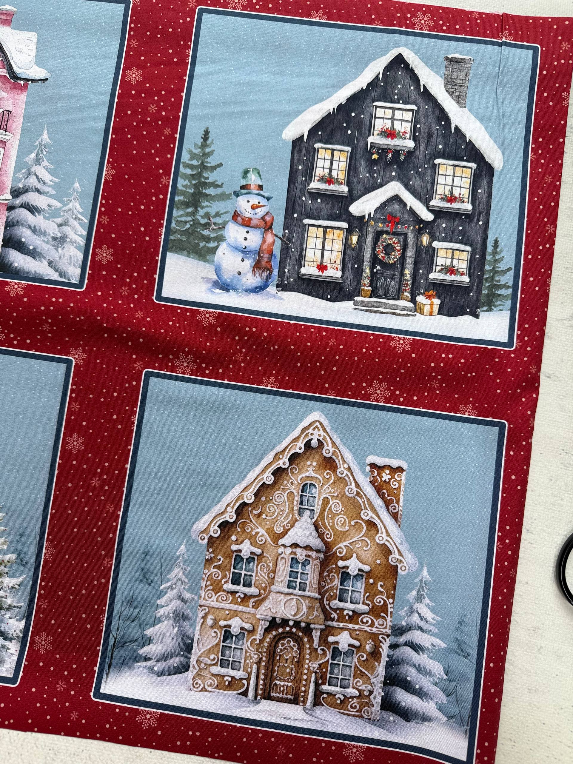 картинка Ткань 100 % хлопок JulidoQuilt 3401К Зимняя сказка, купон домики от магазина МиТекс на Пушкина 97