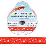 Лента атласная 12 мм ALP-121 с рисунком фасовка 3 м